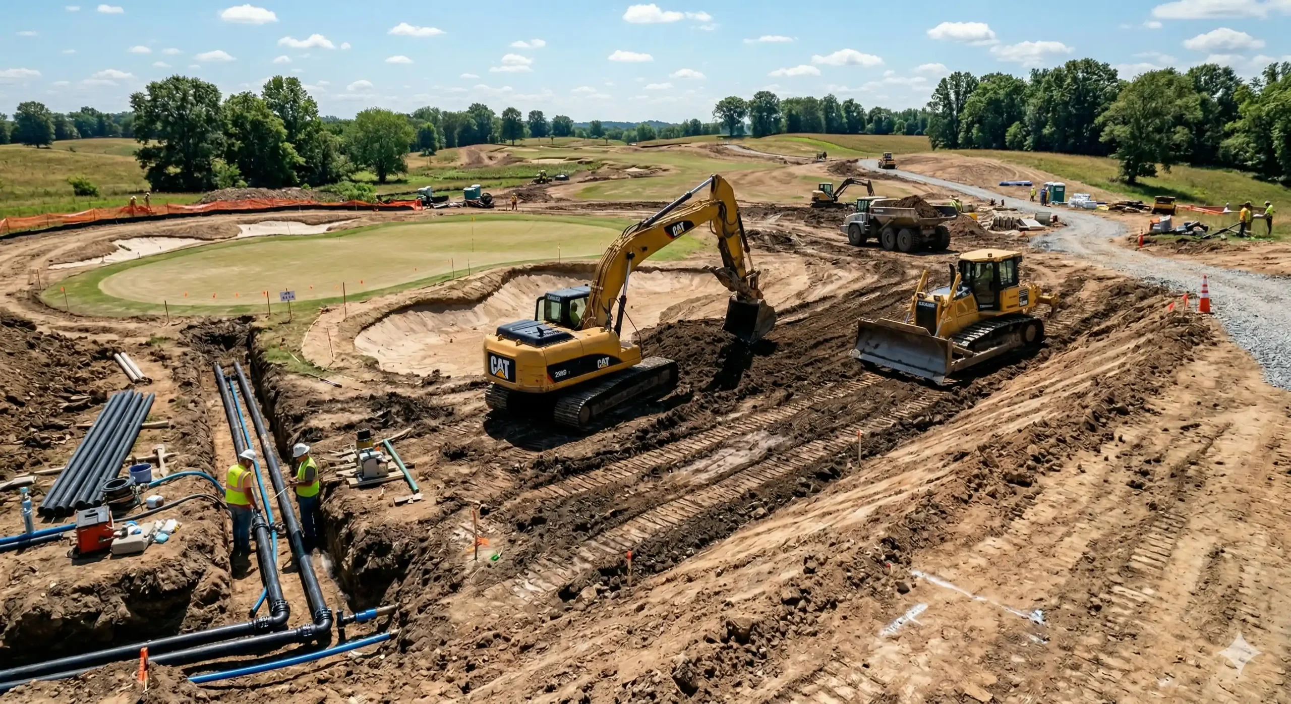 Heavy machinery shaping the golf course
